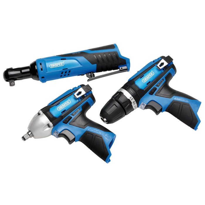 Draper 12V Drill Drive and Ratchet Interchange Kit, 2 x 4.0Ah Li-ion Battery, 1