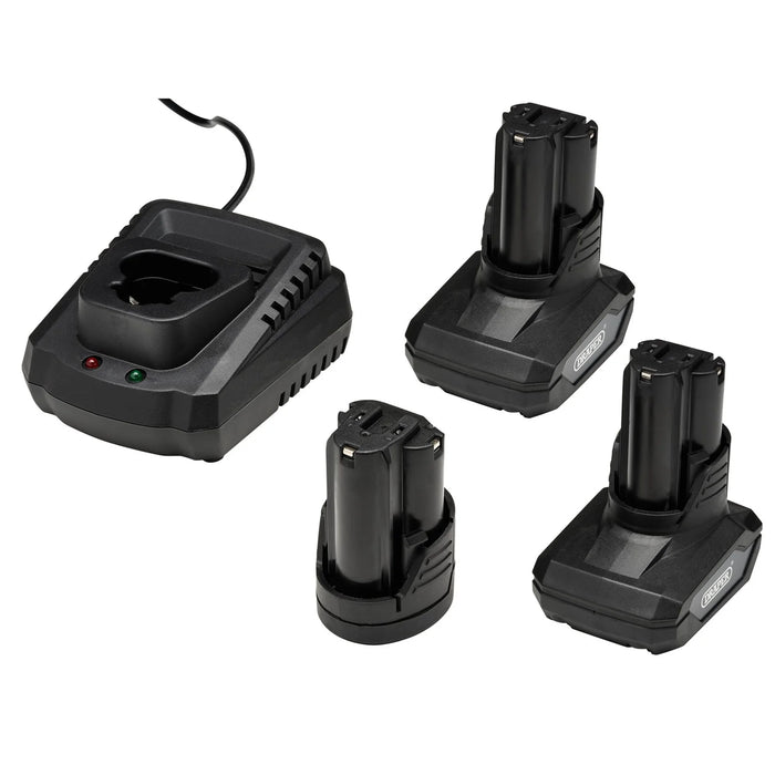 Draper 12V Drill Drive and Ratchet Interchange Kit, 2 x 4.0Ah Li-ion Battery, 1