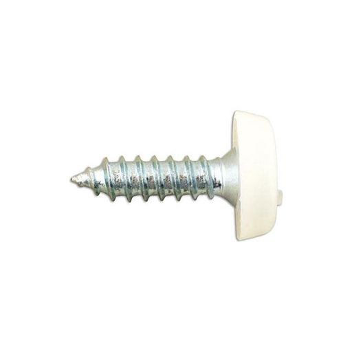 Connect Number Plate Screw 10 x 3/4" White Polytop 100pc 31542 Tool Connection - Town Tools 