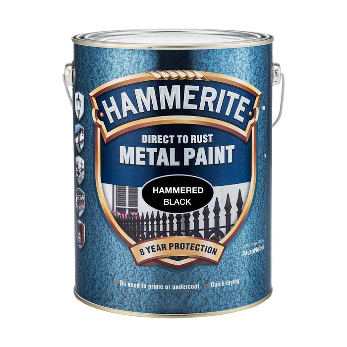 Hammerite Direct To Rust Metal Paint - Hammered Black - 5 Litre Hammerite - Town Tools 