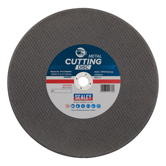 Sealey 300 x 3.2mm Flat Metal Cutting Disc 20mm Bore PTC/30020C Sealey - Town Tools 