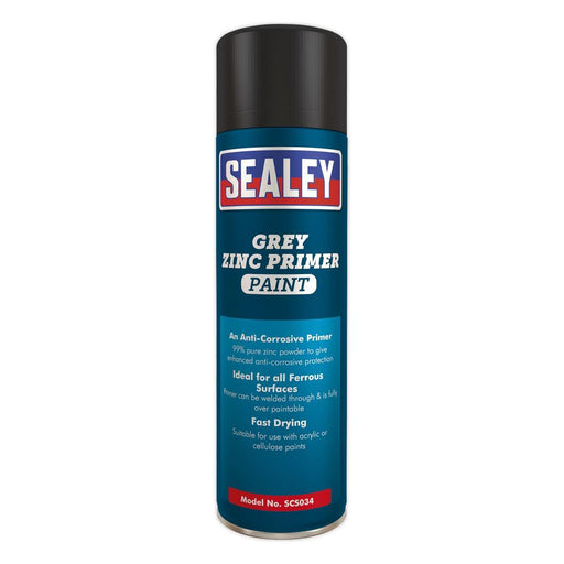 Sealey Grey Zinc Primer Paint 500ml Pack of 6 SCS034 Sealey - Town Tools 