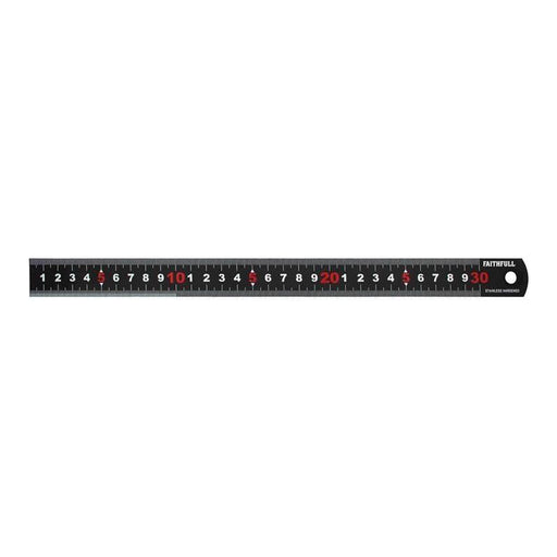 Faithfull Matt Black Stainless Steel Measuring Rule 300mm Faithfull - Town Tools