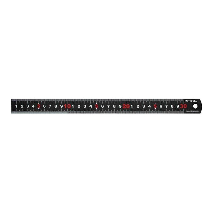 Faithfull Matt Black Stainless Steel Measuring Rule 300mm Faithfull - Town Tools