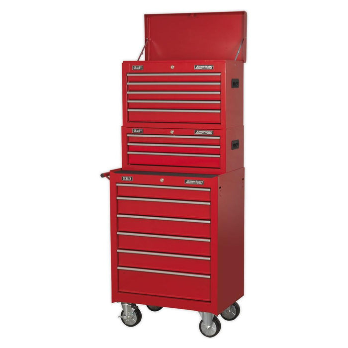 Sealey Topchest Mid-Box & Rollcab 14 Drawer Stack Red AP22STACK Sealey - Town Tools 