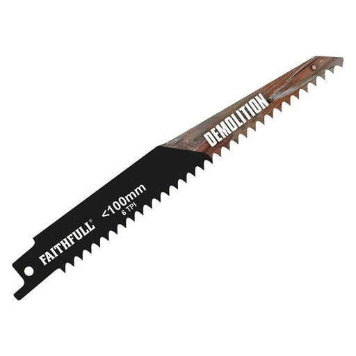 Faithfull S611DF Bi-Metal Sabre Saw Blade Demolition 150mm 6 TPI (Pack of 5) Faithfull - Town Tools
