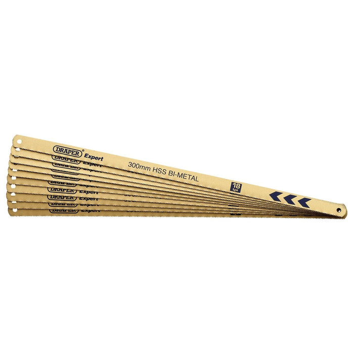Draper Draper Expert Bi-metal Hacksaw Blades, 300mm, 18tpi (Pack of 10) Draper - Town Tools