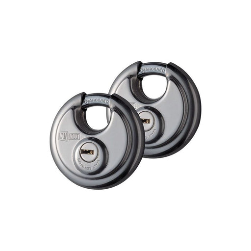 Van Vault Stainless Steel Disc Padlock Twin Pack 70mm Van Vault - Town Tools 