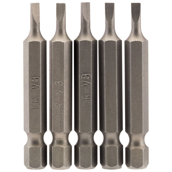 Draper Plain Slot Insert Bit, 3mm, 1/4" Hex, 50mm Long (Pack of 5) 64267 Draper - Town Tools 