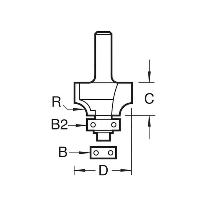 Trend C076 x 1/4 TCT Bearing Guided Ovolo & Round Over 6.3mm Radius Trend - Town Tools