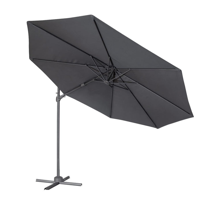 Dellonda Cantilever Parasol with 360 Rotation, Tilt & Cover 3m - Grey