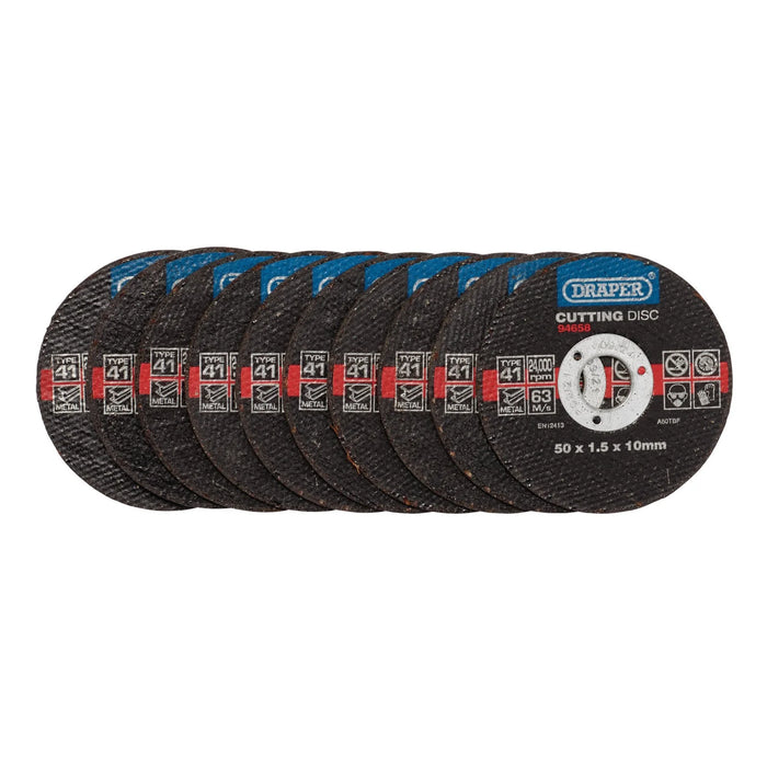 Draper Metal Cutting Discs, 50 x 1.5 x 10mm (Pack of 10) - CGF1