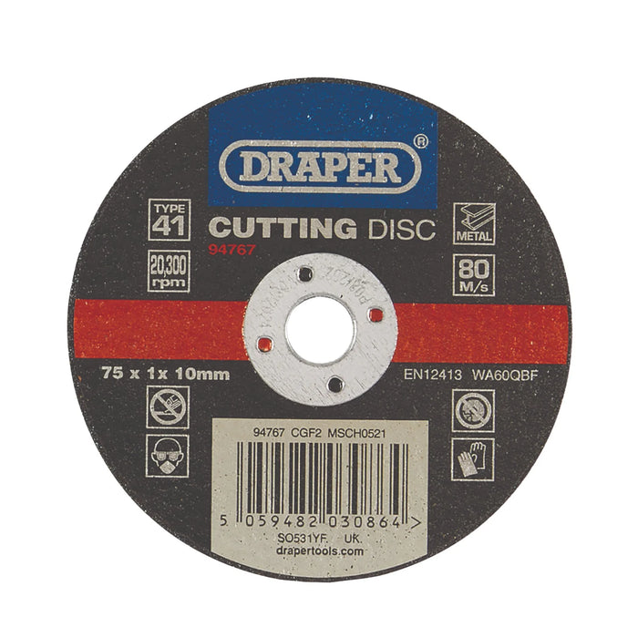 Draper Metal Cutting Disc, 75 x 1 x 10mm - CGF2