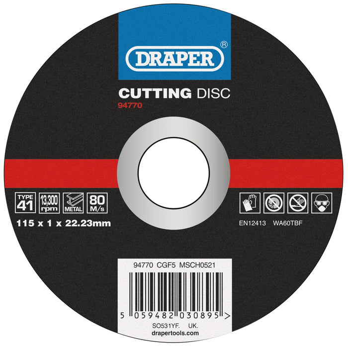 Draper Metal Cutting Disc, 115 x 1 x 22.23mm - CGF5