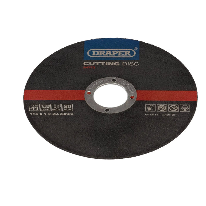 Draper Metal Cutting Discs, 115 x 1 x 22.23mm (Pack of 100) - CGF7