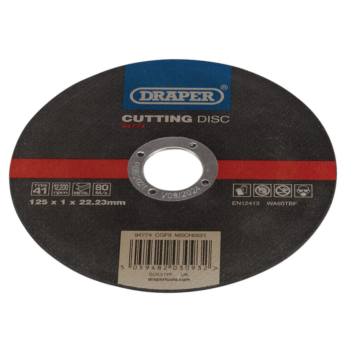 Draper Metal Cutting Disc, 125 x 1 x 22.23mm - CGF9