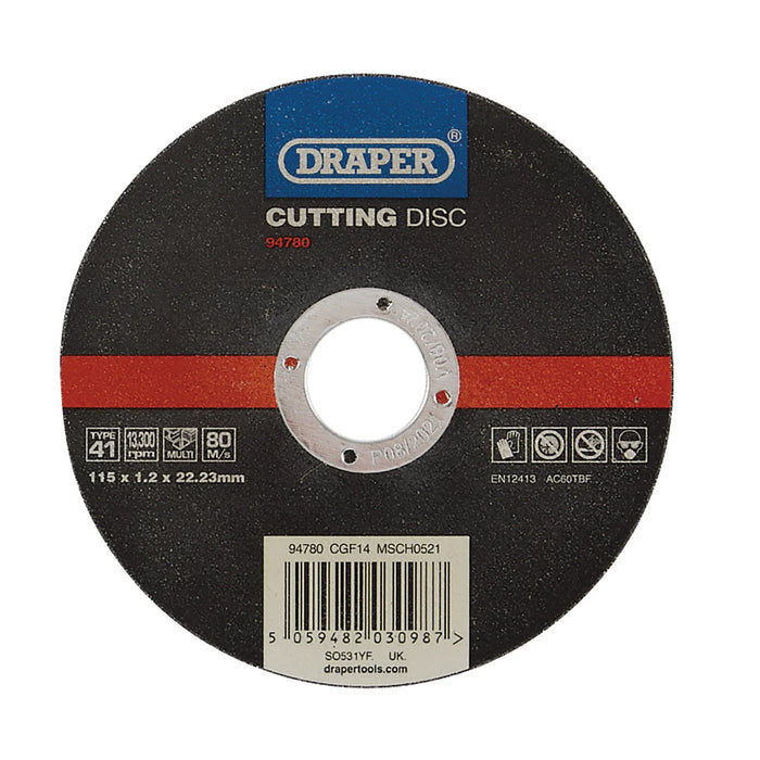 Draper Multi-Purpose Cutting Disc, 115 x 1.2 x 22.23mm - CGF14