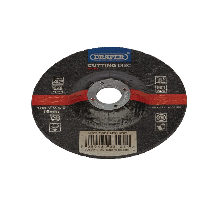Draper DPC Metal Cutting Disc, 100 x 2.5 x 16mm - CGD1