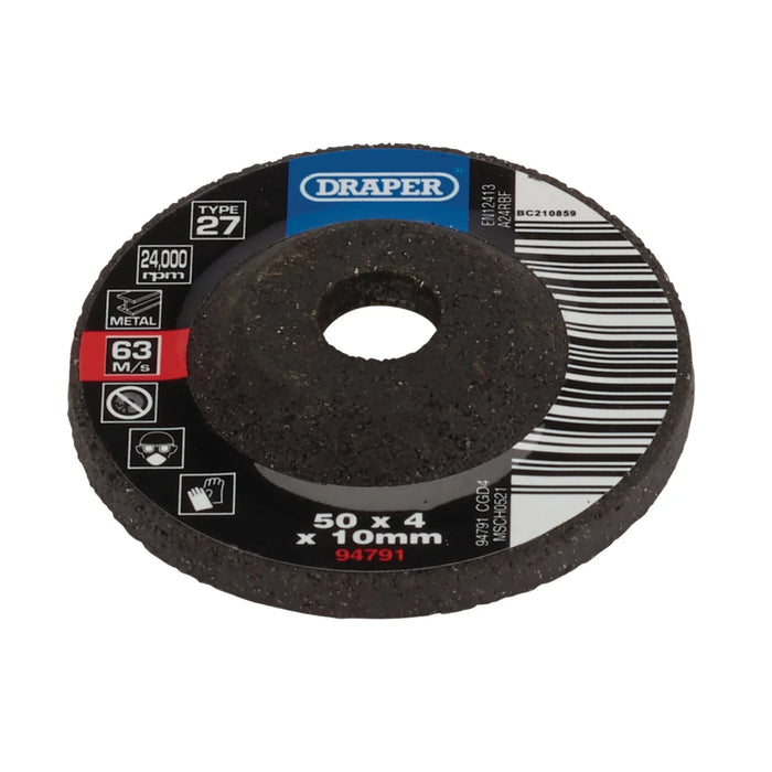 Draper DPC Metal Grinding Disc, 50 x 4 x 10mm - CGD4