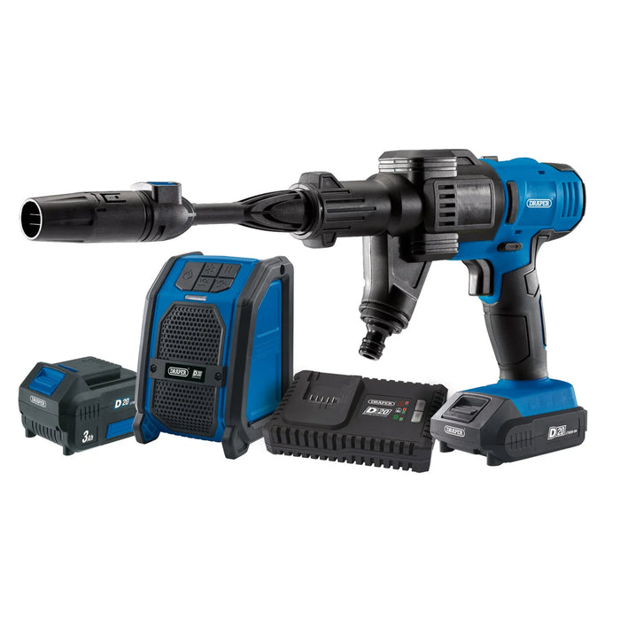 D20 20V Pressure Washer, D20 20V Wireless Speaker, 1 x 2.0Ah, 1 x 3.0Ah, 1 x