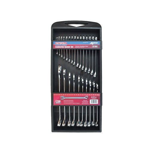 Faithfull Chrome Vanadium Comb Spanner Set, 25 Piece Faithfull - Town Tools