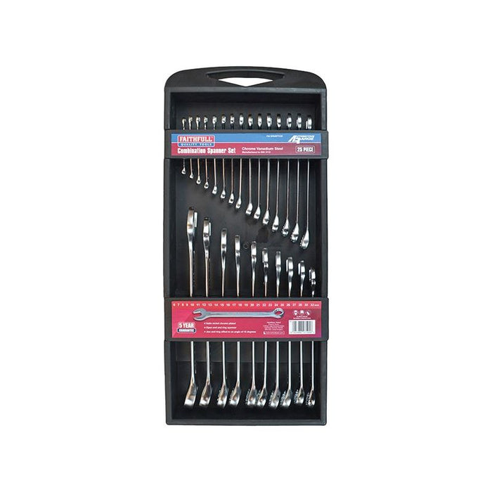 Faithfull Chrome Vanadium Comb Spanner Set, 25 Piece Faithfull - Town Tools