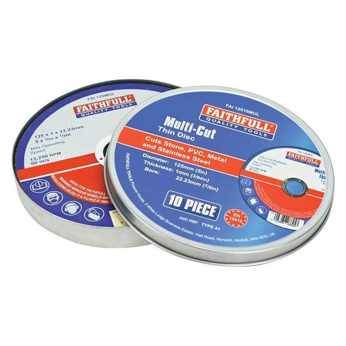 Faithfull Multi-Purpose Cutting Disc 125 x 1.0 x 22.23mm (Pack 10) Faithfull - Town Tools