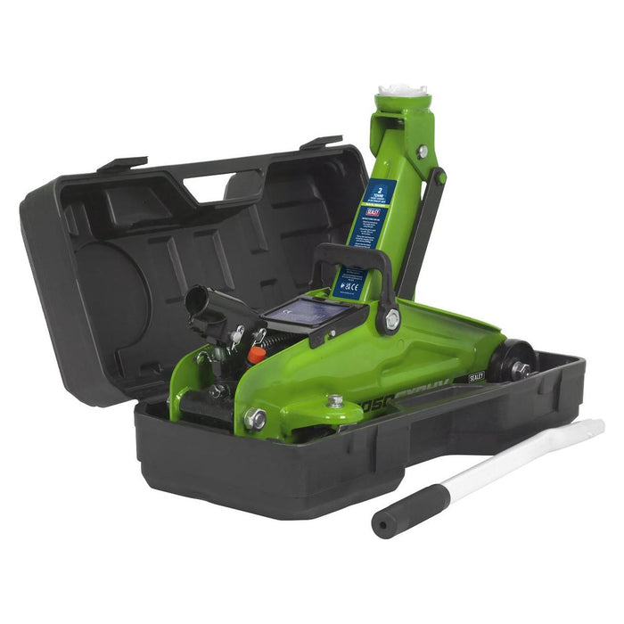 Sealey Short Chassis Trolley Jack with Storage Case 2 Tonne - Green 1050CXDHV Sealey - Town Tools 