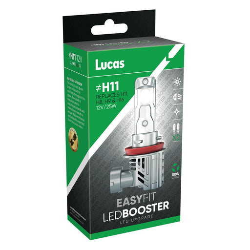 Lucas H11 Led Ledbooster Headlight Bulb 711 Twin Pack Fog Light 12V 20W 2200 Lucas - Town Tools