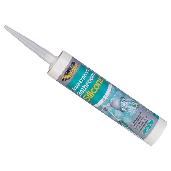 Everbuild Sika Showerproof Bathroom Silicone White 280ml Everbuild Sika - Town Tools