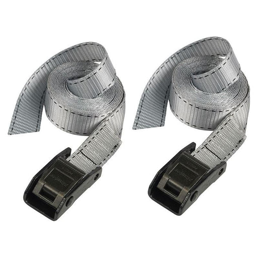 Master Lock Lashing Strap with Metal Buckle, Grey 2.5m 150kg (Pack 2) Master Lock - Town Tools