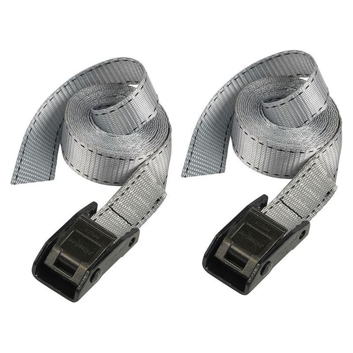 Master Lock Lashing Strap with Metal Buckle, Grey 2.5m 150kg (Pack 2) Master Lock - Town Tools