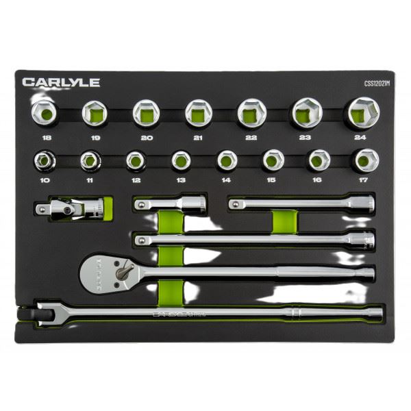 Carlyle Tools 21Pc 1/2 Drive 6 Point Socket Set 10mm To 24mm