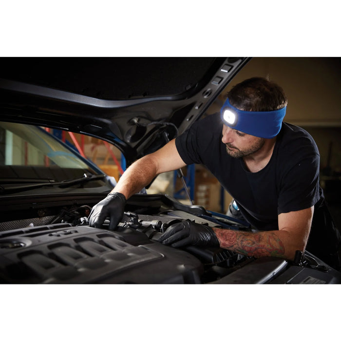 Draper Headband with USB Rechargeable LED Torch, 1W, Blue, One Size - HBT-B