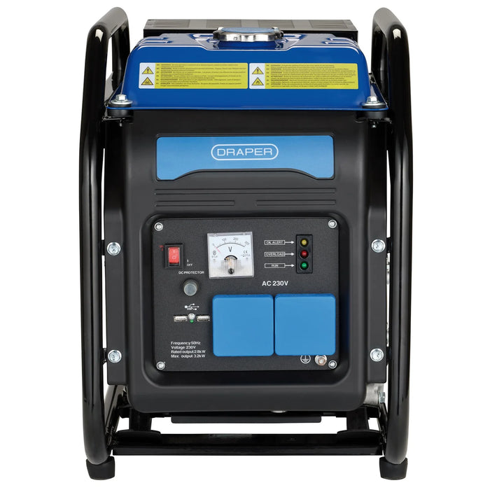 Draper Petrol Open Frame Inverter Generator, 2800W - PG3000DI