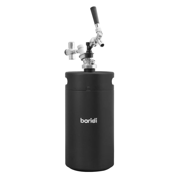 Baridi 5L Matte Black Mini Keg Growler Deluxe Style Beer Tap