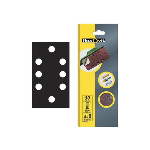 Flexovit 1/3 Sanding Sheets Quick-Release Medium 80 Grit (Pack 6) Flexovit - Town Tools