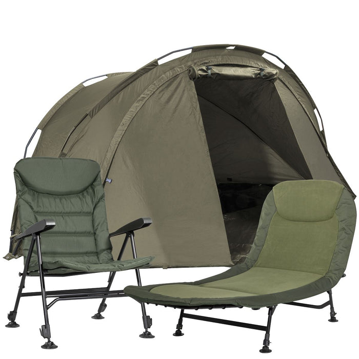 Dellonda Two-Person Bivvy Tent, Reclining Chair & Bedchair Set DL143