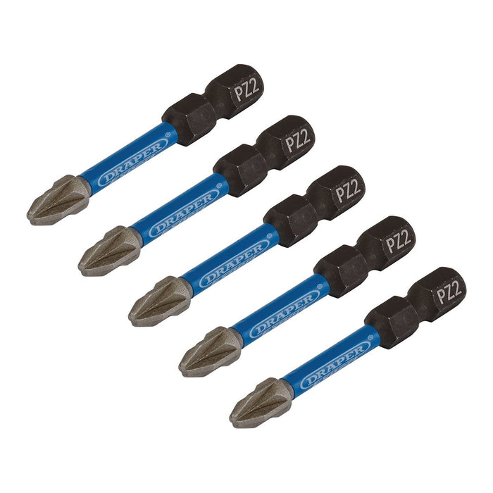 Draper Expert PZ-Type Impact Screwdriver Bits, No.2 x 50mm, 1/4" Hex (Pack of 5) Draper - Town Tools 