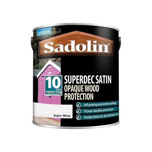 Sadolin Superdec Opaque Wood Protection Super White Satin 2.5 litre Sadolin - Town Tools