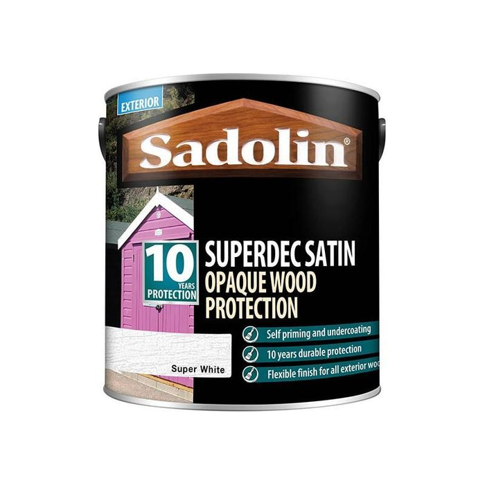 Sadolin Superdec Opaque Wood Protection Super White Satin 2.5 litre Sadolin - Town Tools