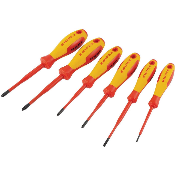 Knipex 00 20 12 VO4 VDE Insulated Slotted/Phillips/Pozidriv Screwdriver Set (6 Piece) Draper - Town Tools
