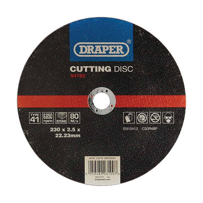 Draper Flat Stone Cutting Disc, 230 x 2.5 x 22.23mm 94782 Draper - Town Tools 