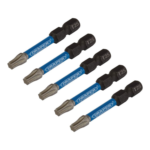 Draper Expert TX-STAR Impact Screwdriver Bits, T25 x 50mm, 1/4" Hex (Pack of 5) Draper - Town Tools 