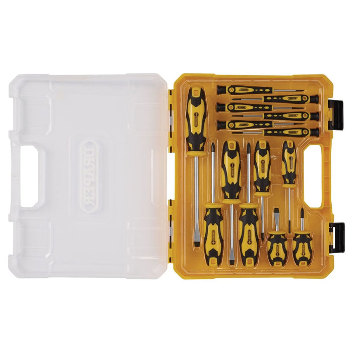 Draper Screwdriver Set with Case, Yellow (14 Piece) 03988 Draper - Town Tools 