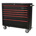 Sealey Rollcab 6 Drawer Wide Retro Style Black with Red Anodised Drawer Pulls Sealey - Town Tools 