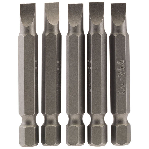 Draper Plain Slot Insert Bit, 5.5mm, 1/4" Hex, 50mm Long (Pack of 5) 64272 Draper - Town Tools 