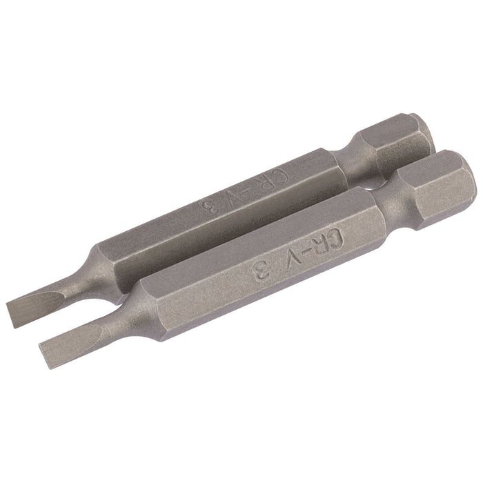 Draper Plain Slot Insert Bit, 3mm, 1/4" Hex, 50mm Long (Pack of 2) 64088 Draper - Town Tools 