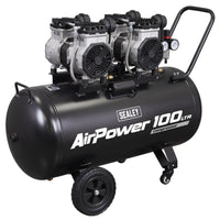 Sealey 100L Oil Free Low Noise Direct Drive Air Compressor 2 x 2hp SAC10001S