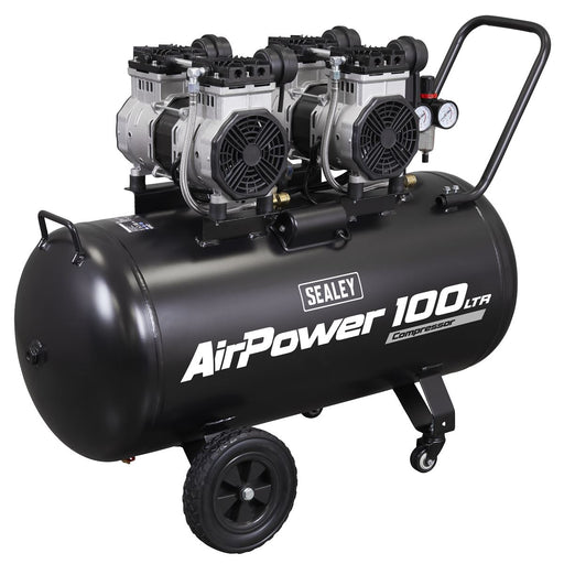 Sealey 100L Oil Free Low Noise Direct Drive Air Compressor 2 x 2hp SAC10001S Sealey - Town Tools 